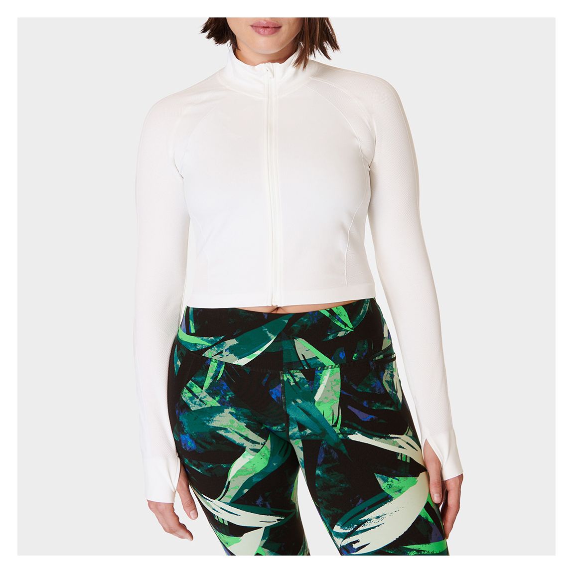 Lily White Athlete Crop Seamless Workout Zip Up main product photo