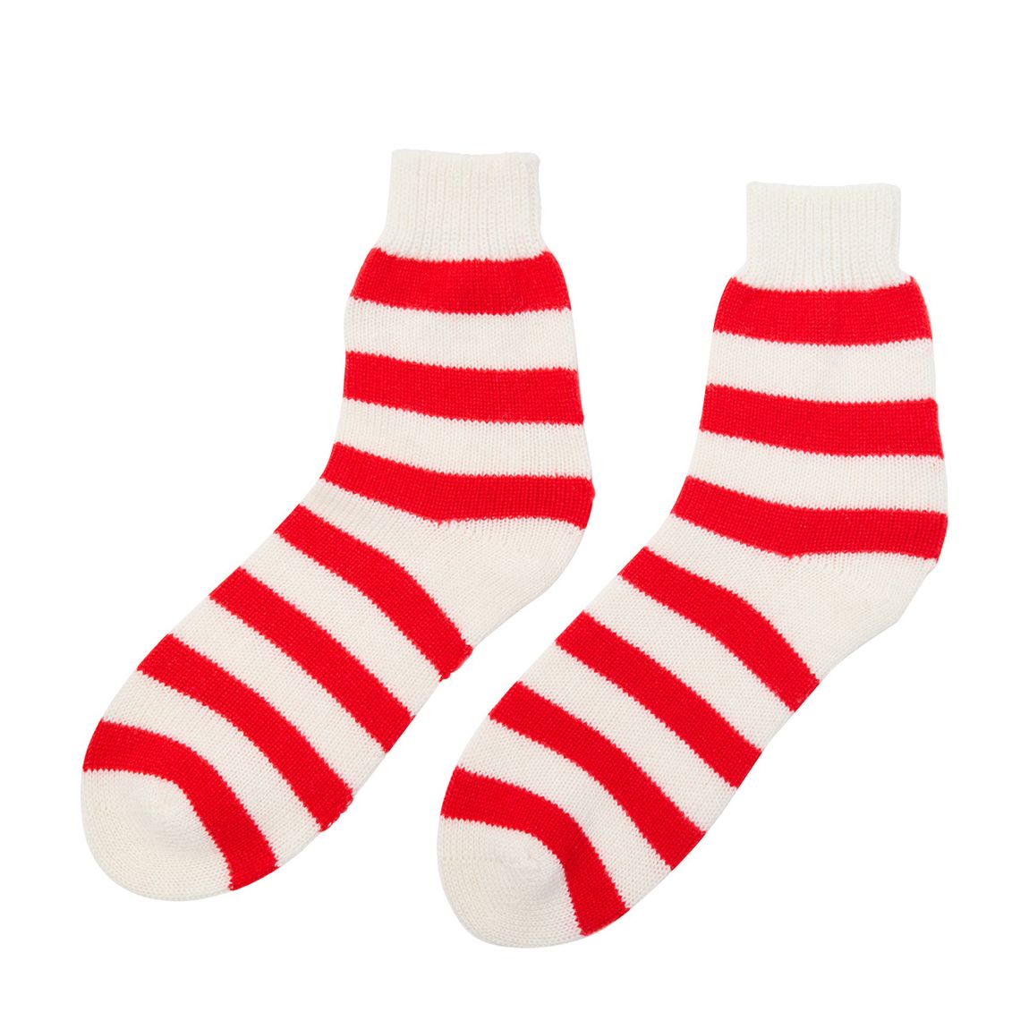 Red/Cream Striped Cashmere Bed Socks main product photo