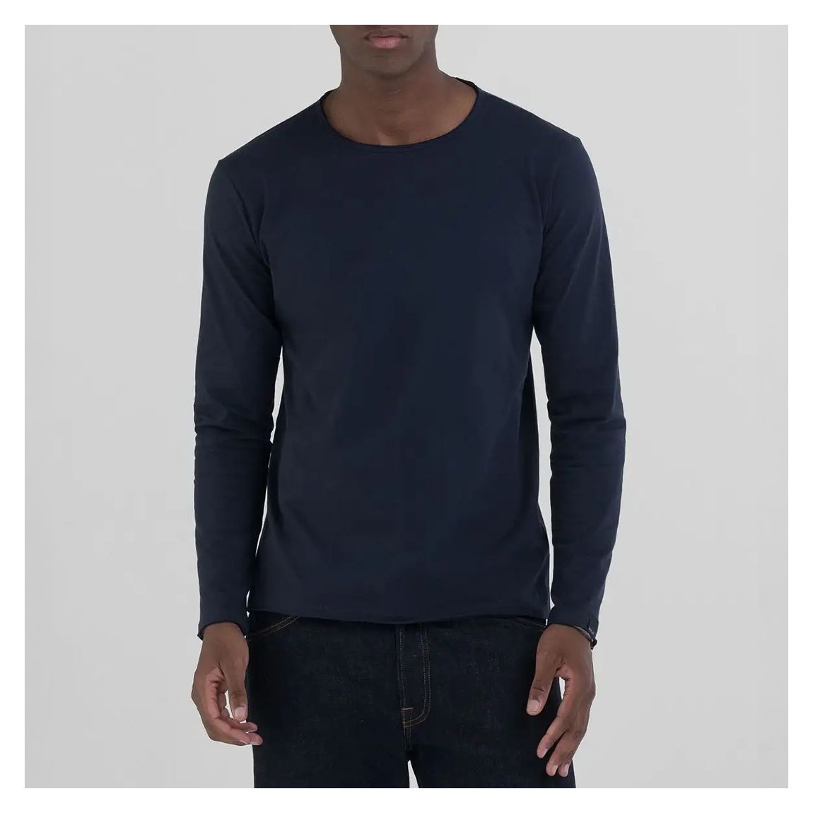 T-Shirt En Coton À Manches Longues Marine main product photo