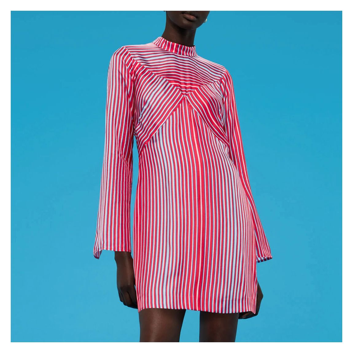 Robe En Soie Mélangée À Rayures Rouges main product photo