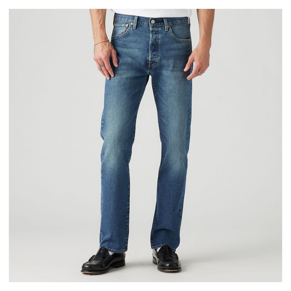 Jean Droit 501&Reg; Stretch Bleu Moyen main product photo
