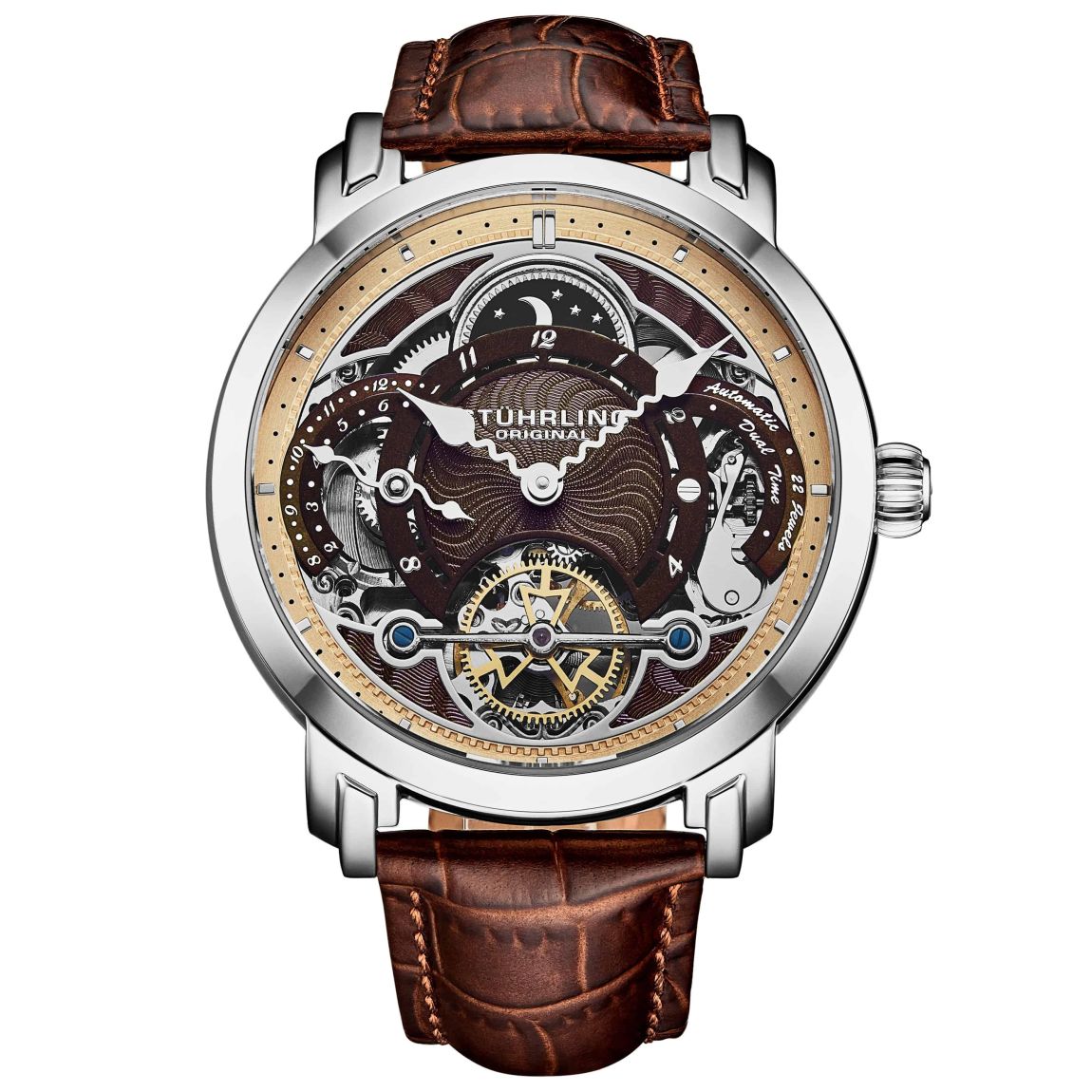 Gardien du Temps Céleste 1017 Double Fuseau Horaire Automatique 44mm Montre Squelette main product photo