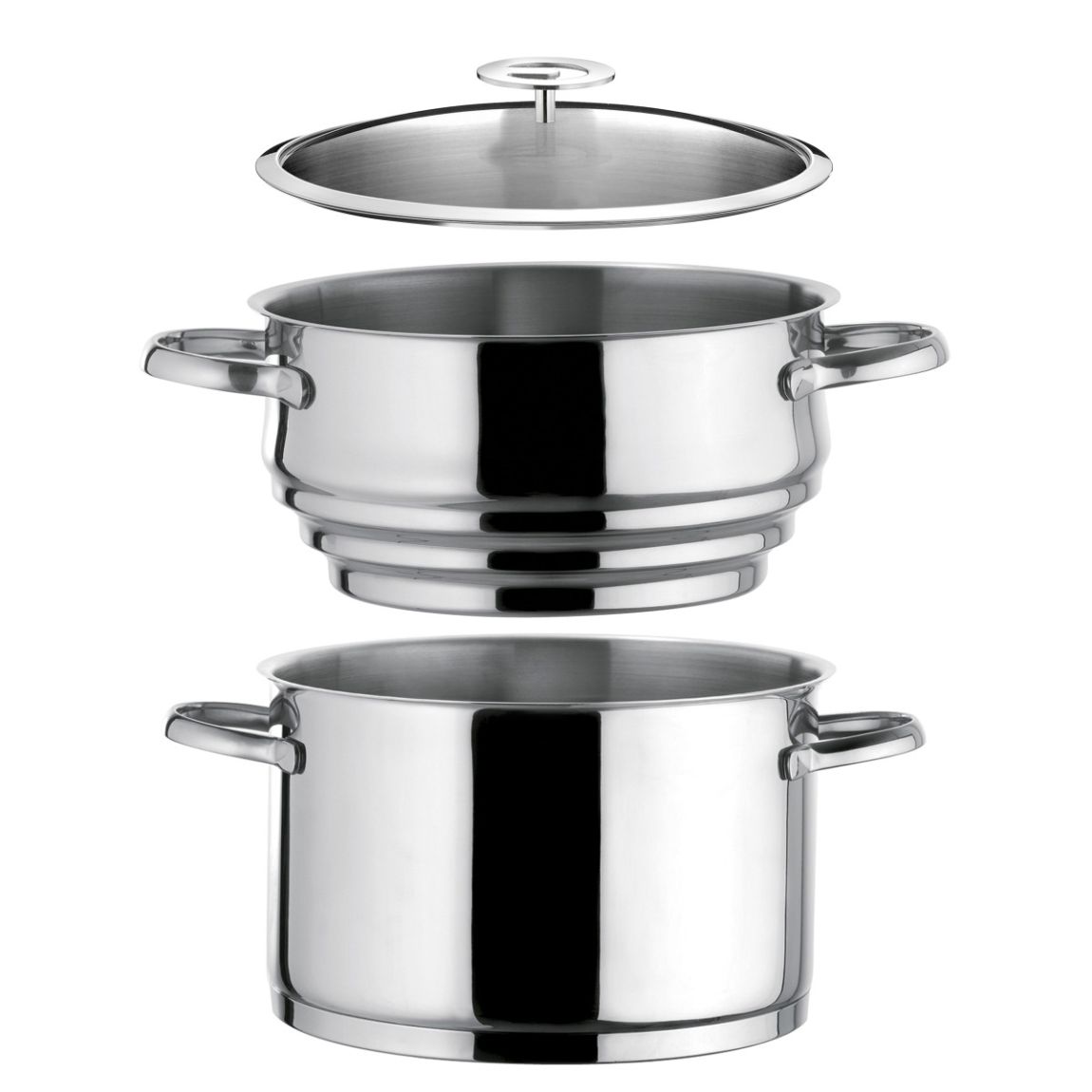 Elysée - Faitout inox 24 cm avec couvercle et cuit vapeur universel main product photo