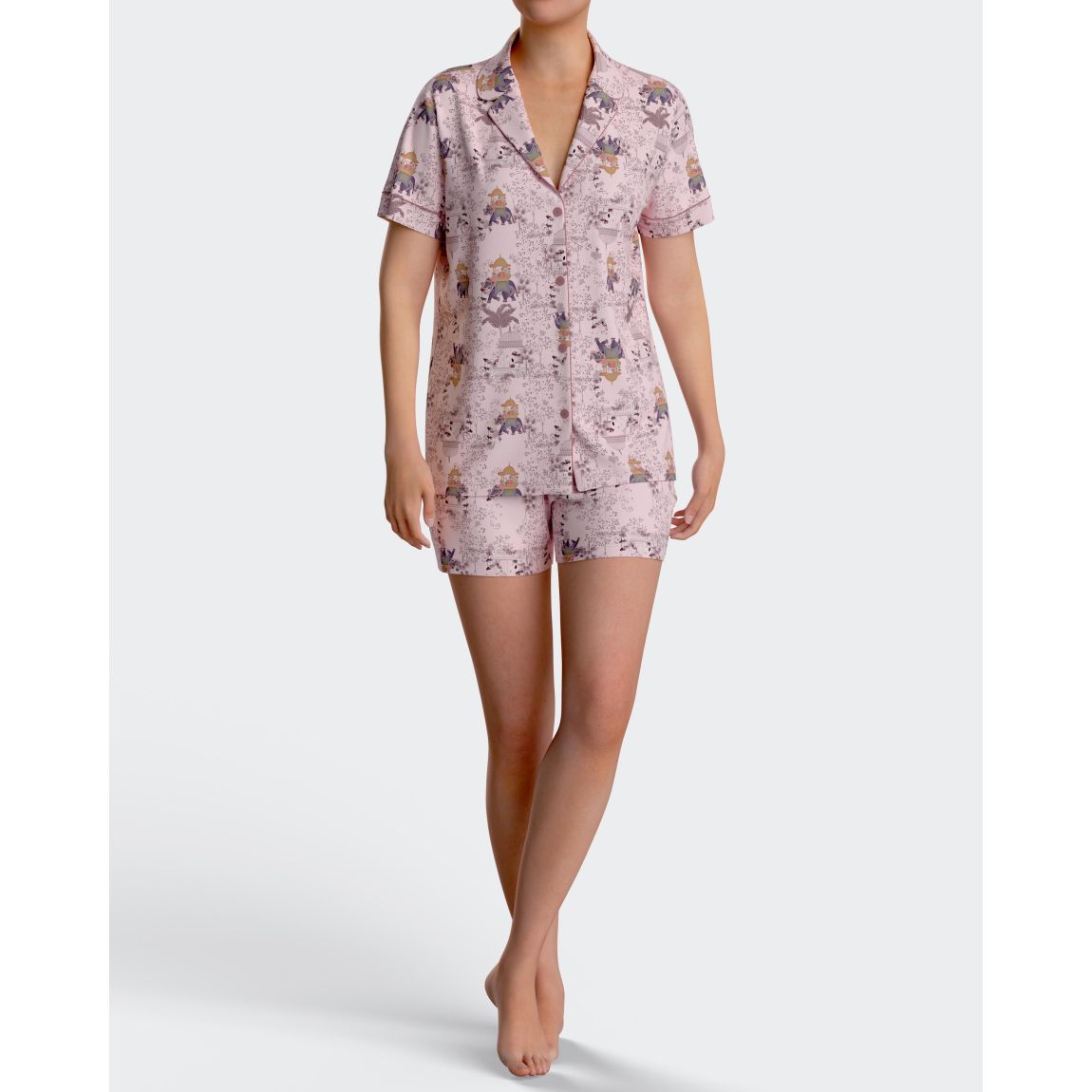 Pyjama court de femme avec Boutons en Coton Modal main product photo