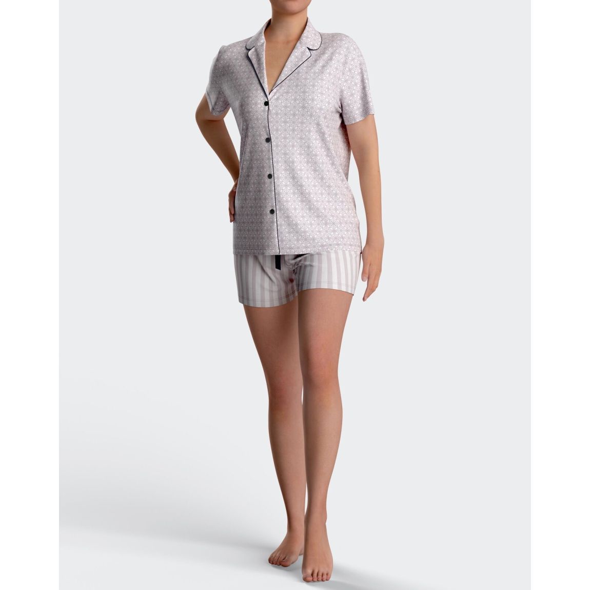 Pyjama court de femme avec Boutons en Coton Modal main product photo