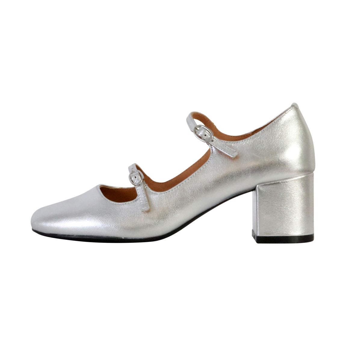 Ballerines à Talon Cuir Pivoine Argent main product photo