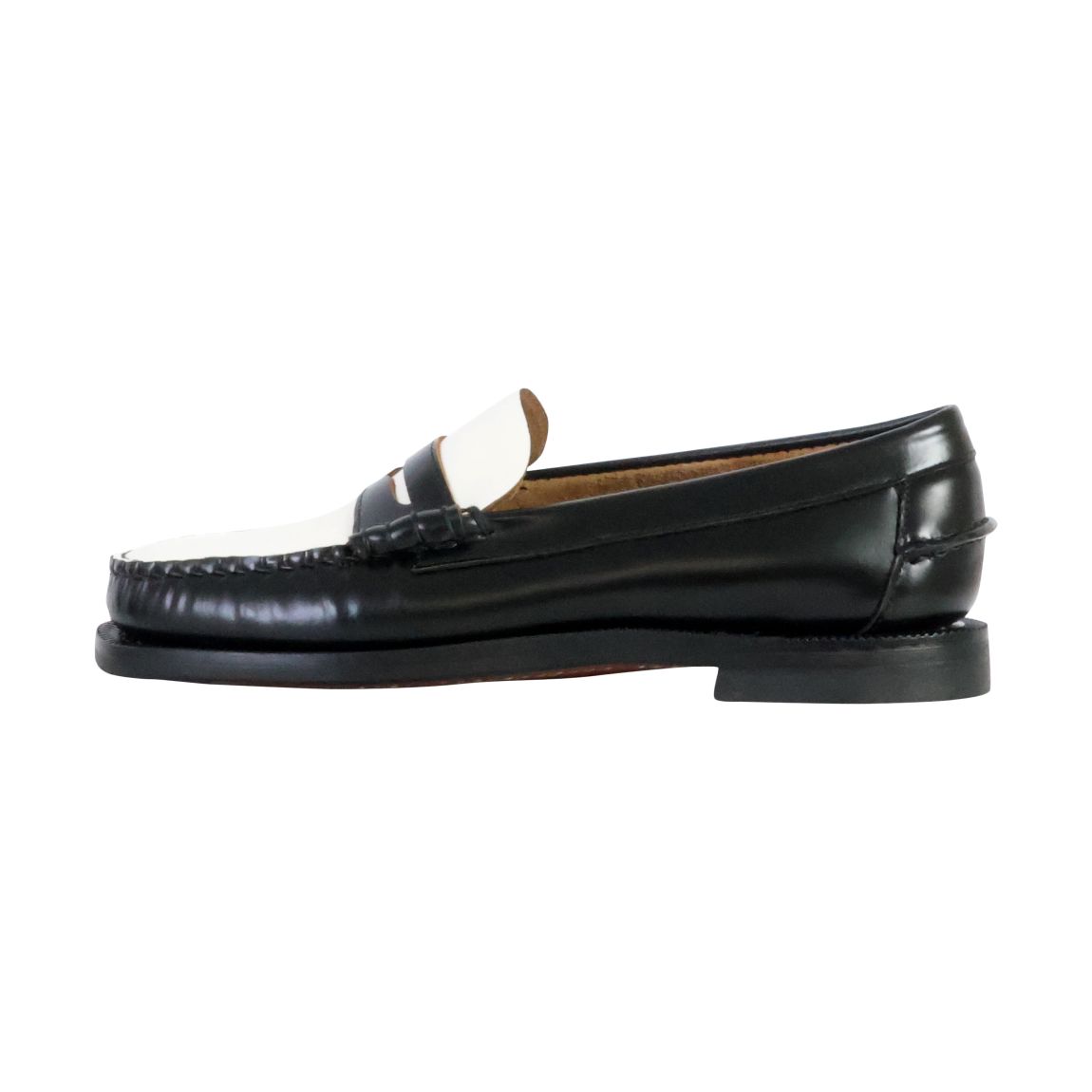 Moccassin Cuir Sebago Classic Dan Woman Noir-Blanc main product photo