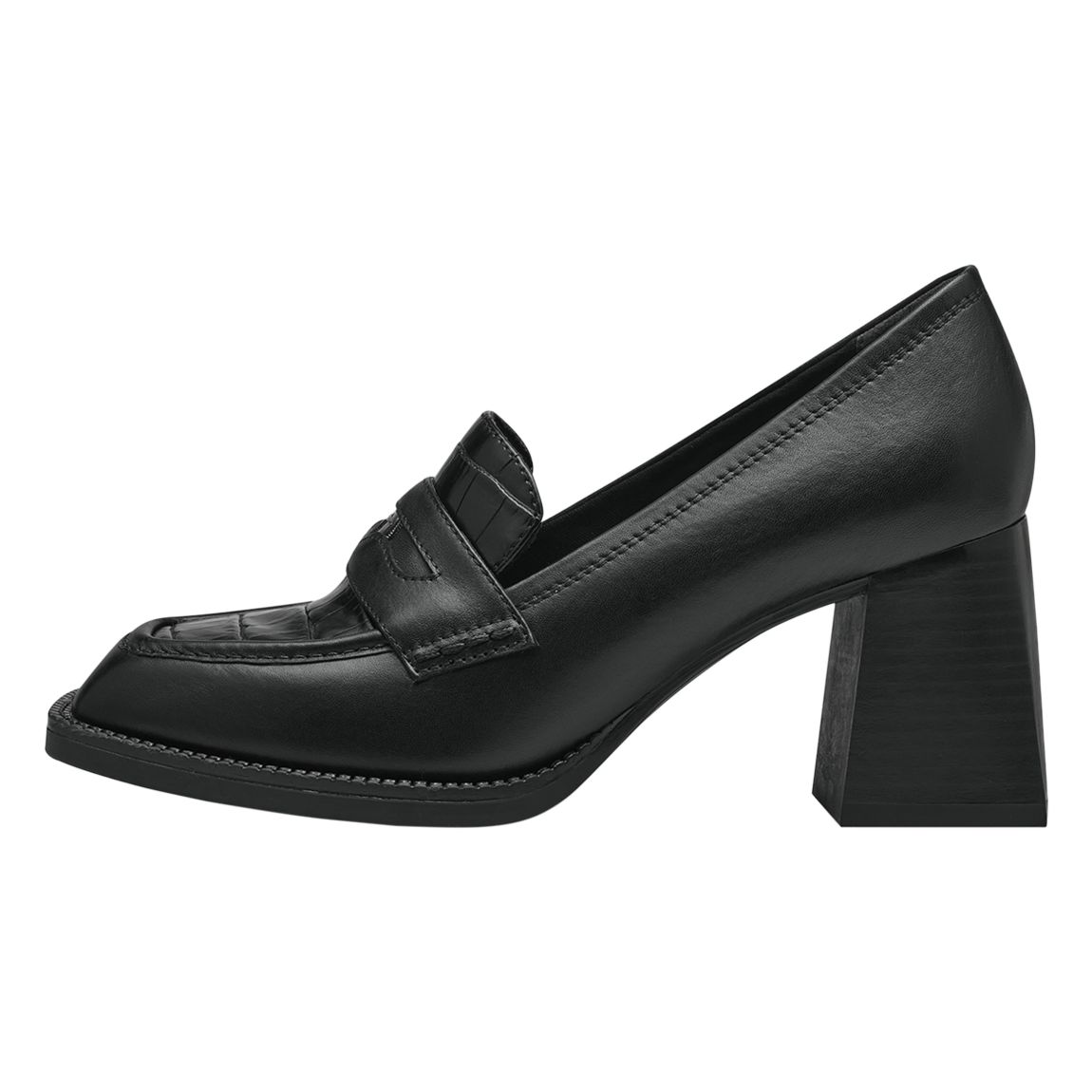 Derby à Talon Cuir Noir Croco main product photo