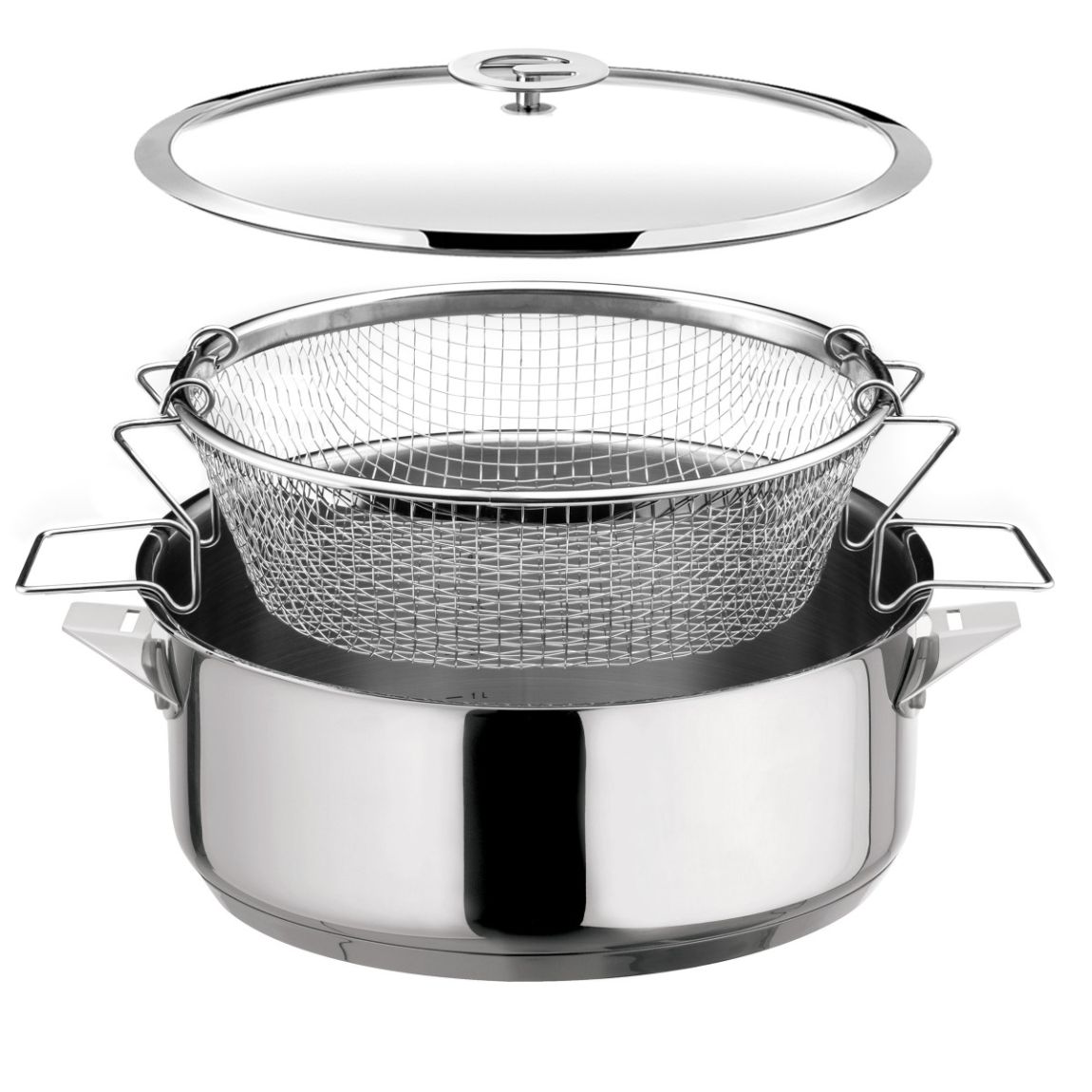 Eclipse - Sauteuse 24 cm revêtue en céramique, couvercle et panier de cuisson pour friture et cuisson à l'eau main product photo