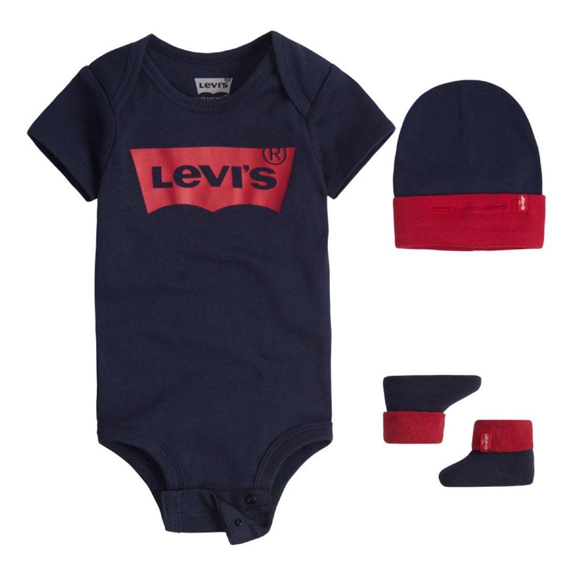 Coffret Boot Bonnet et Body Bebe CJS Bleu main product photo