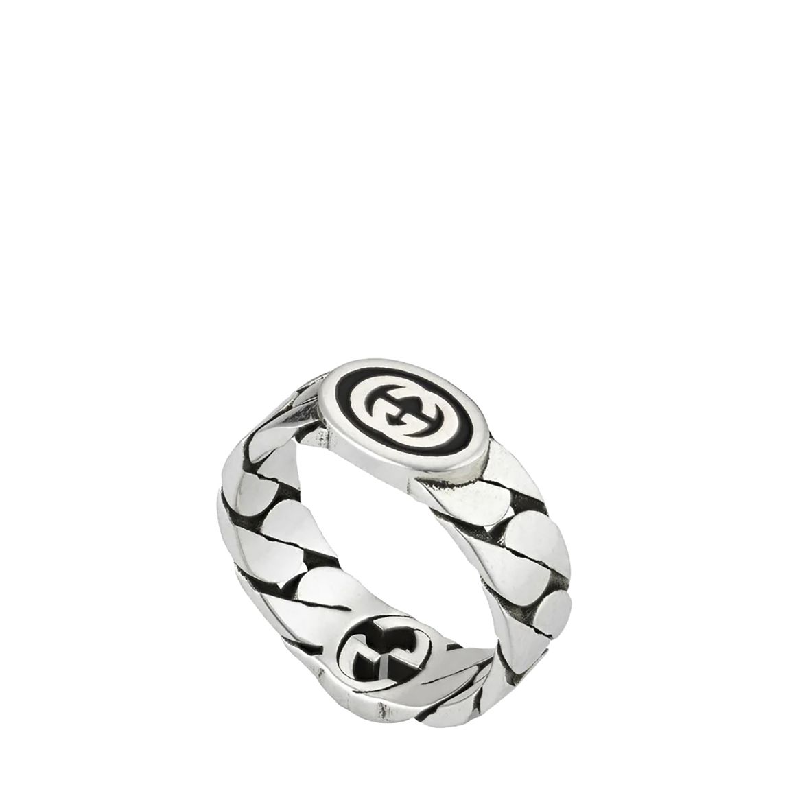 926 Bague Gucci En Argent Sterling Avec G Émaillé Entrelacé main product photo