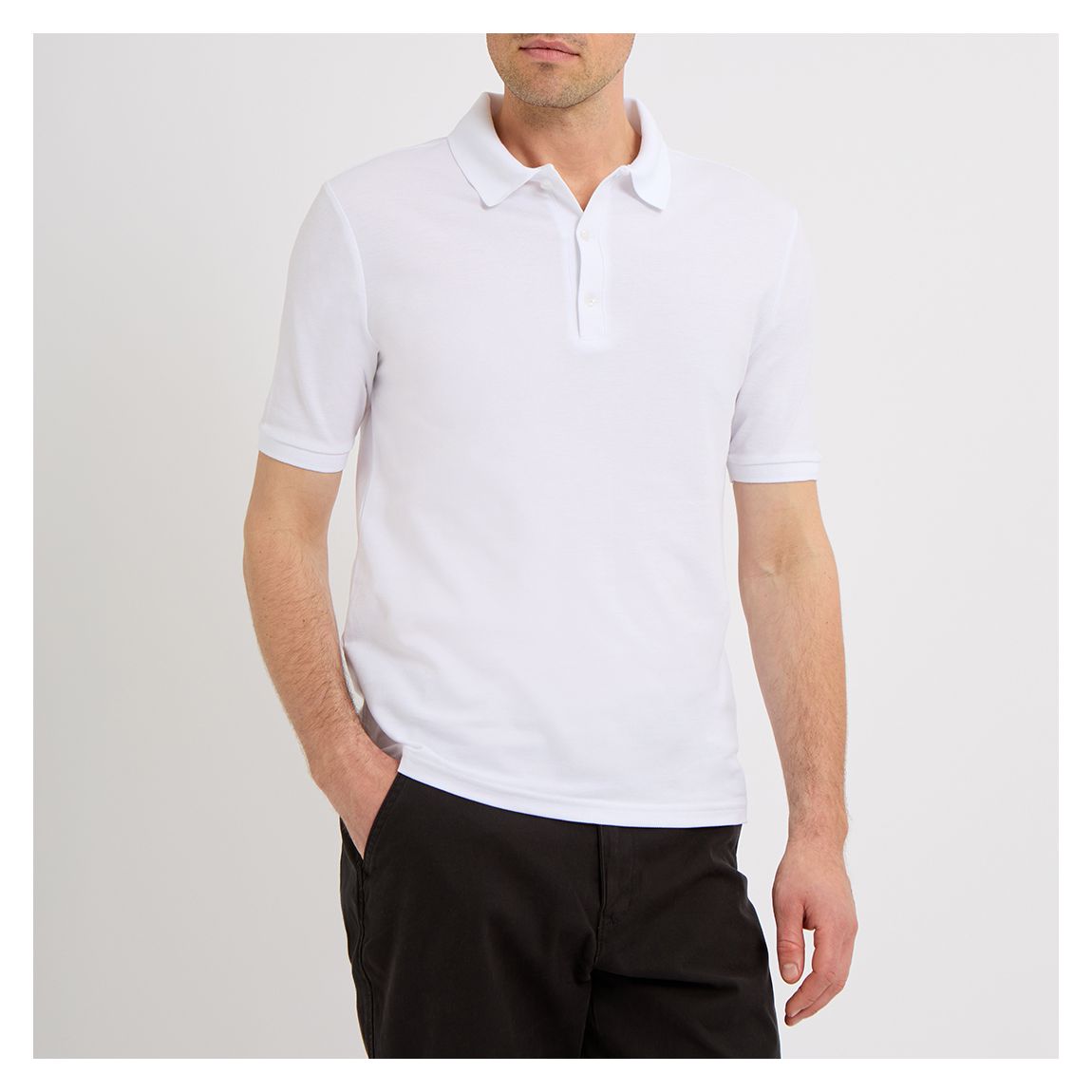Polo En Coton Piqué Ancré Blanc main product photo