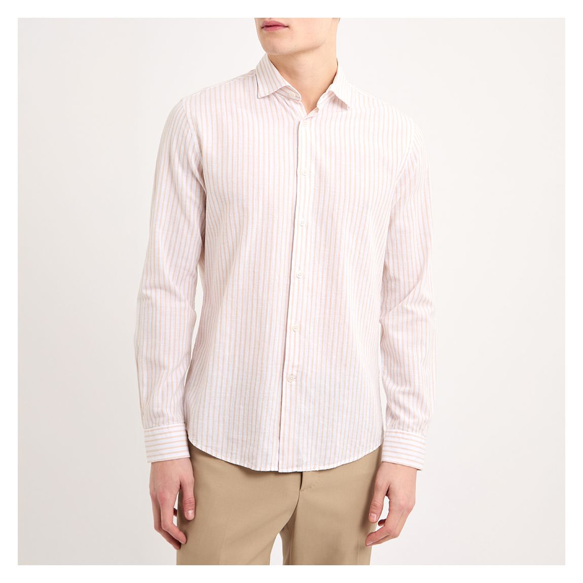 Chemise Rayée À Manches Longues Oreste Blanc main product photo