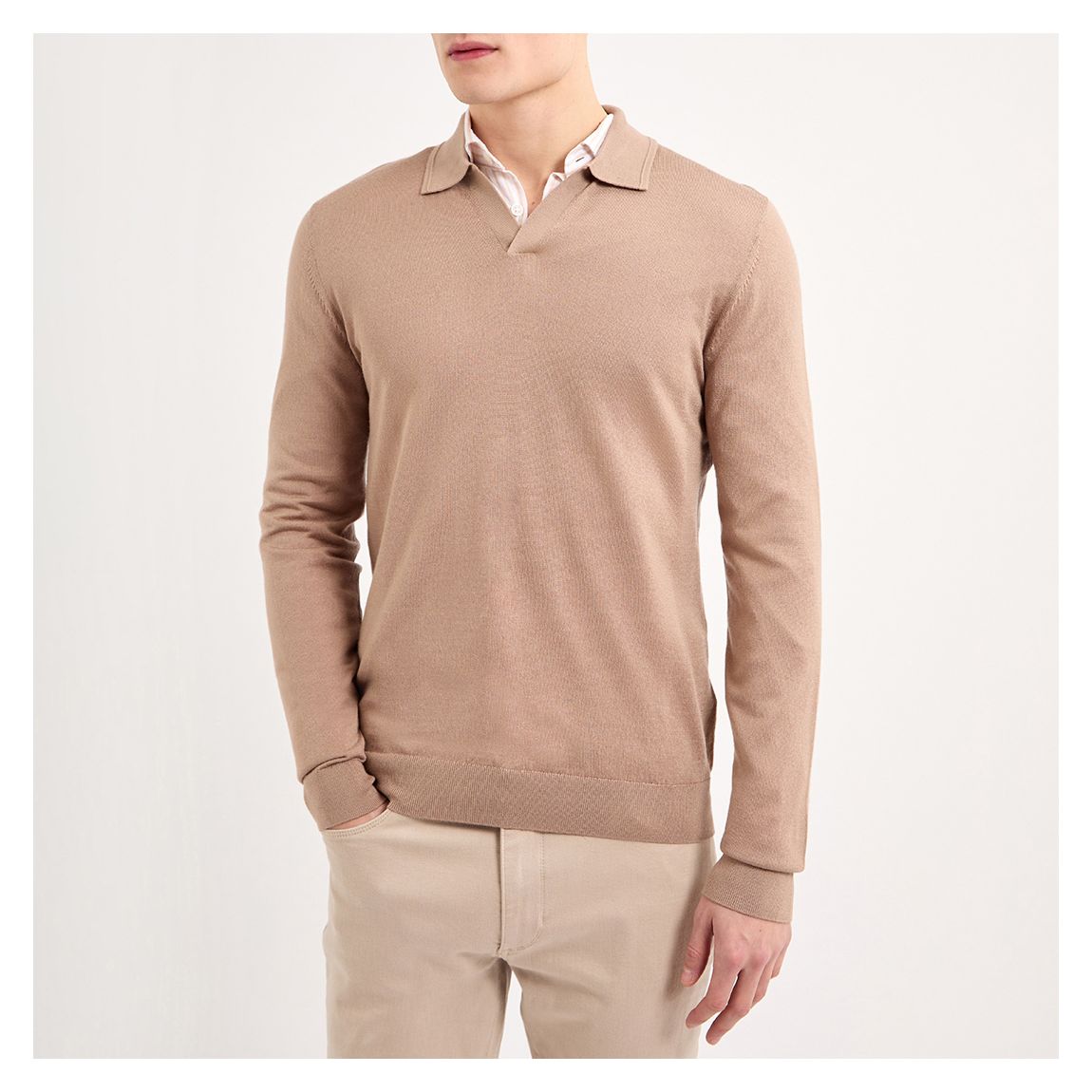 Pull-Over Polo À Col Ouvert En Sterne Marron main product photo