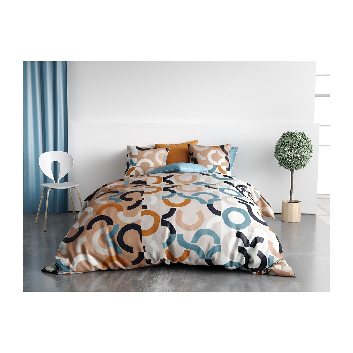 Parure Housse De Couette Igor 100% Coton Imprimée main product photo