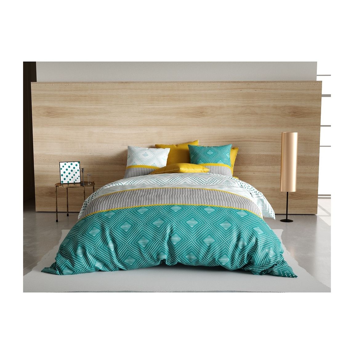 Parure Housse De Couette Aurah 100% Coton Imprimée main product photo