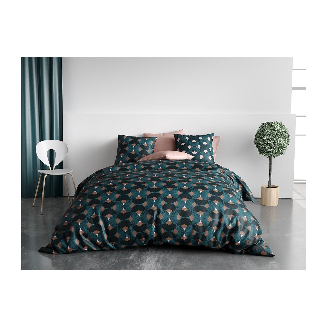 Parure Housse De Couette Greek 100% Coton Imprimée main product photo