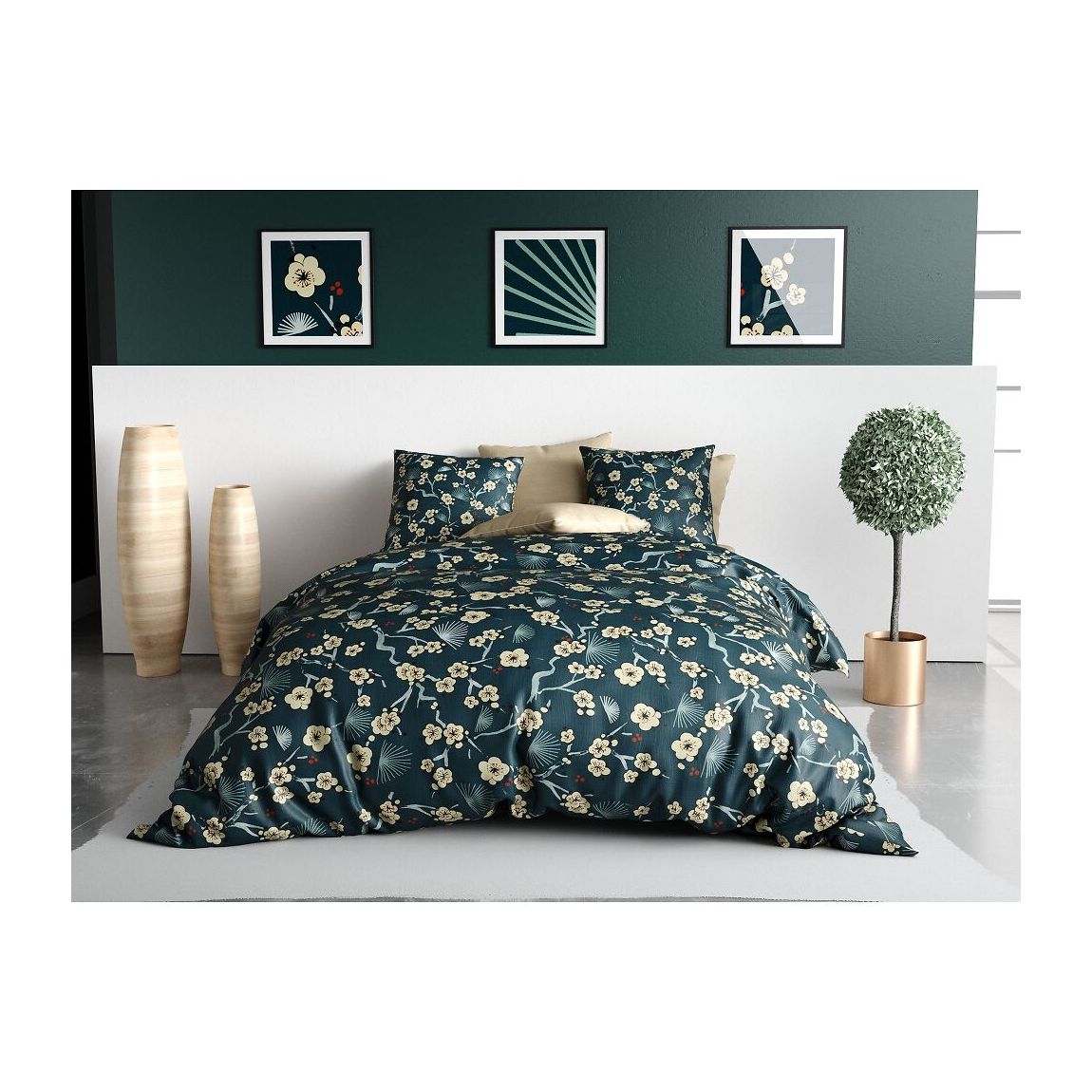 Parure Housse De Couette Maldives 100% Coton Imprimée main product photo