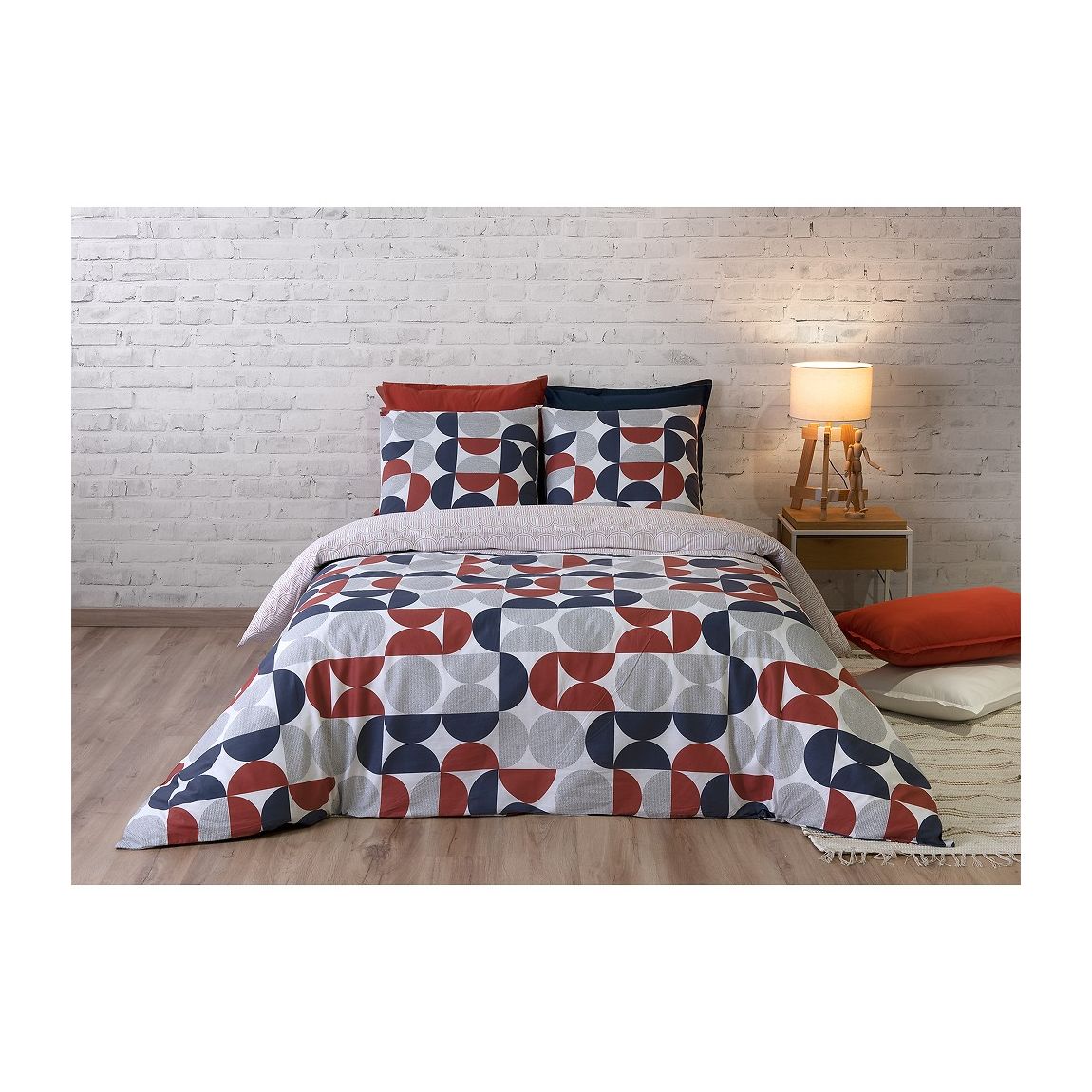 Parure Housse De Couette Moon 100% Coton Imprimée main product photo