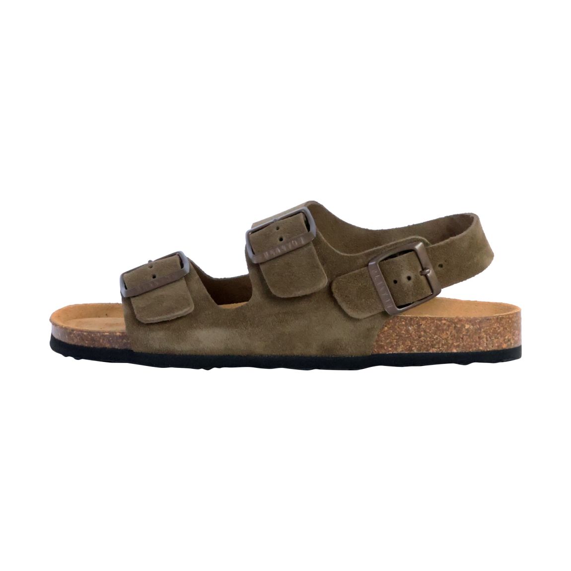 Mules Plate Cuir Baku Vert Mili main product photo