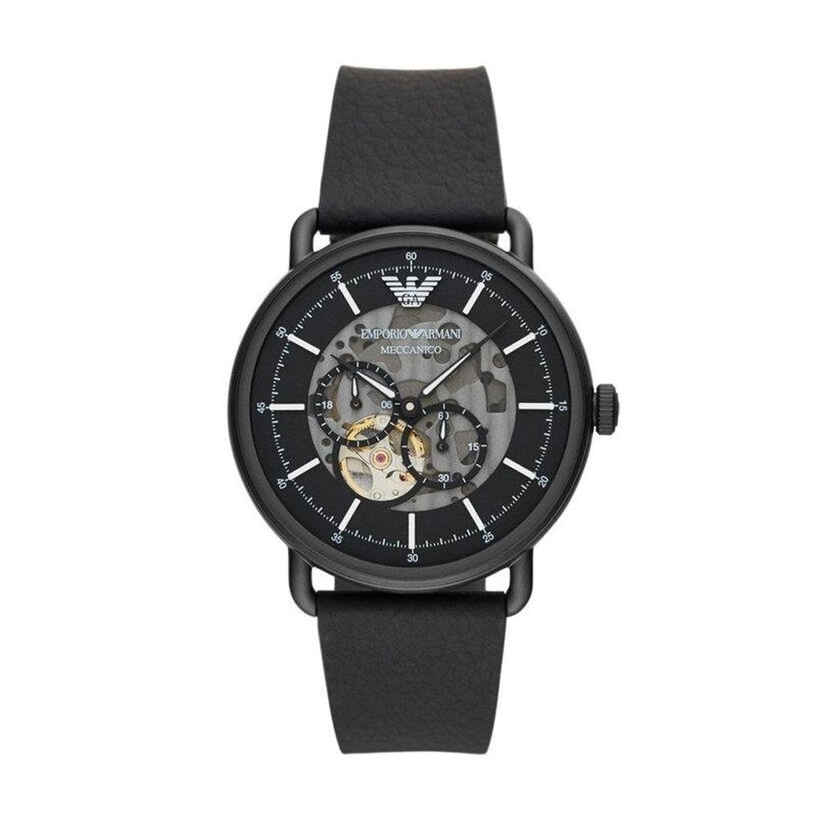 Emporio Armani AR60028 Montre multifonction en cuir noir pour hommes main product photo