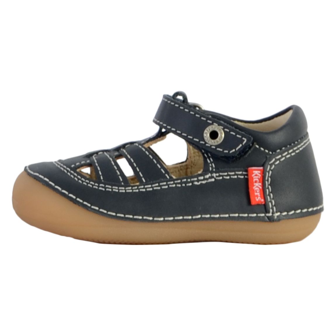 Basket Ouverte Cuir Enfant Sushy Marine Foncé main product photo