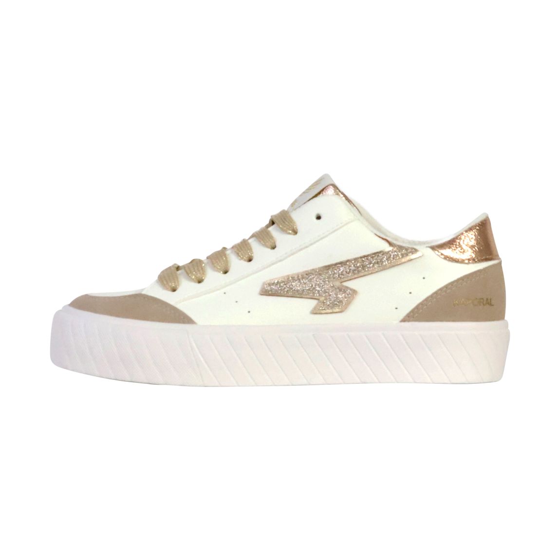 Basket Basse à Lacets Cyndia Blanc Or main product photo