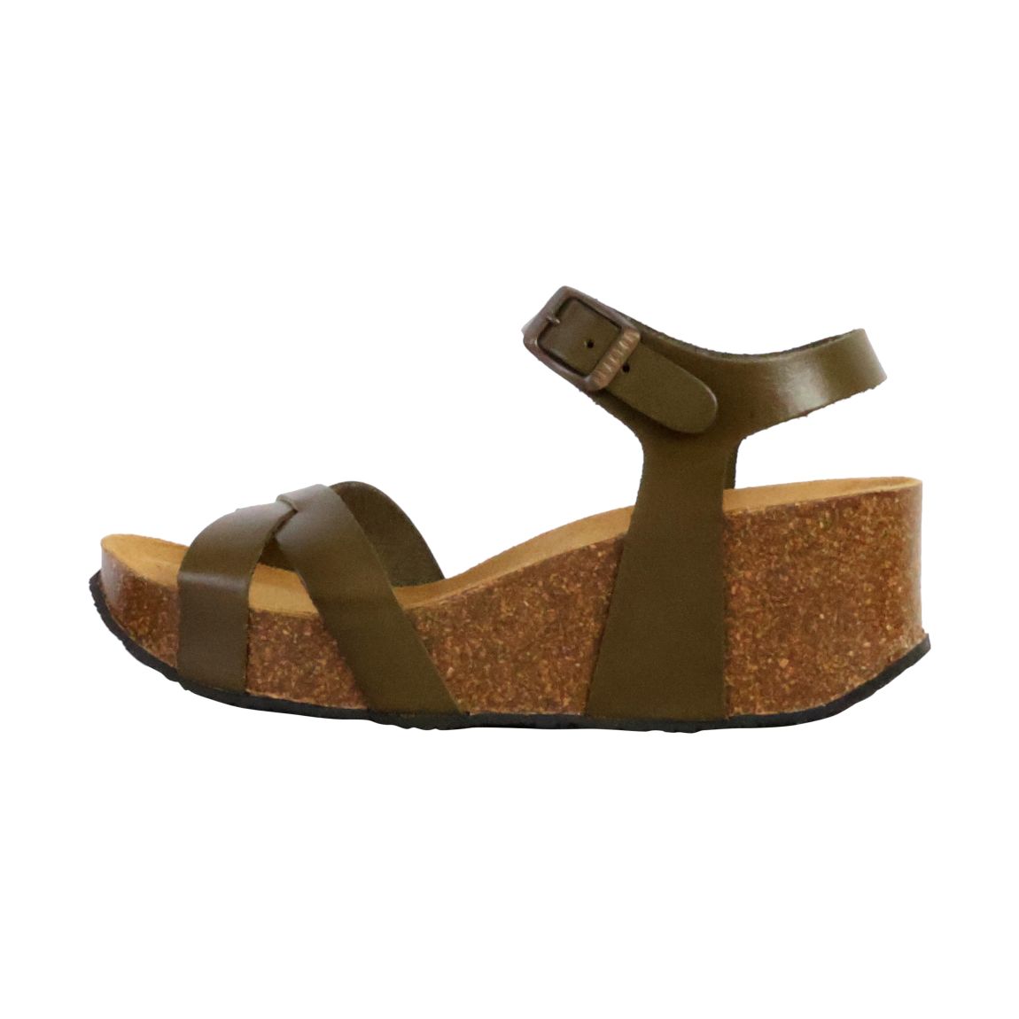 Sandales Compensées Cuir So Final Militaire main product photo