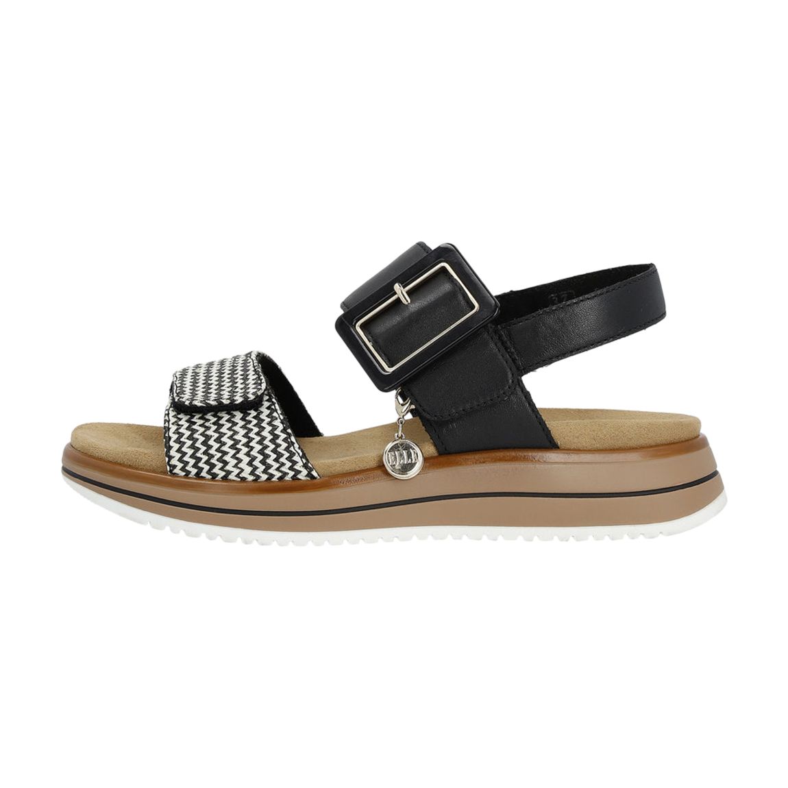 Sandales Cuir Compensé Noir Combinaison main product photo