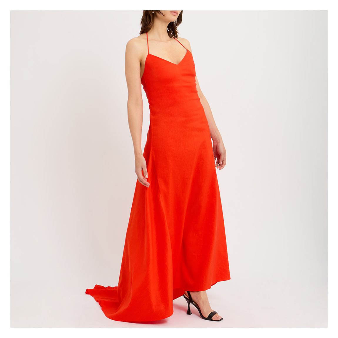 Robe Longue En Lithium De Lin Orange main product photo