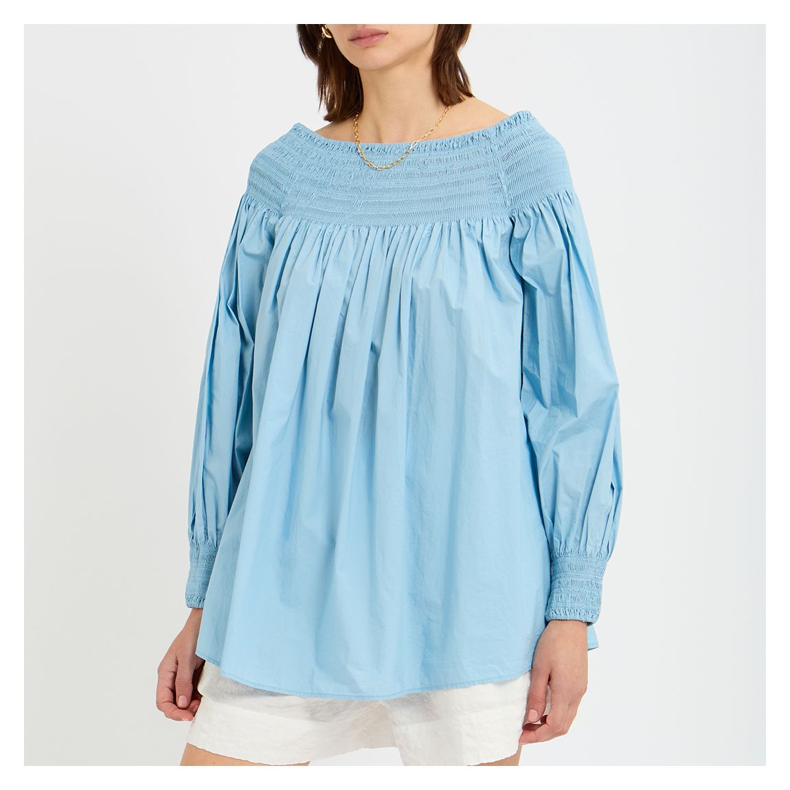 Blouse À Smocks Bleu Poudre Borabot main product photo