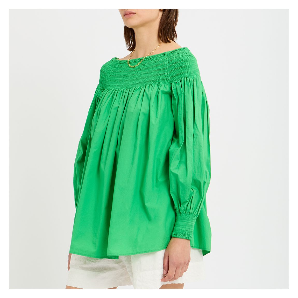 Blouse À Smocks En Borabot Vert Vif main product photo