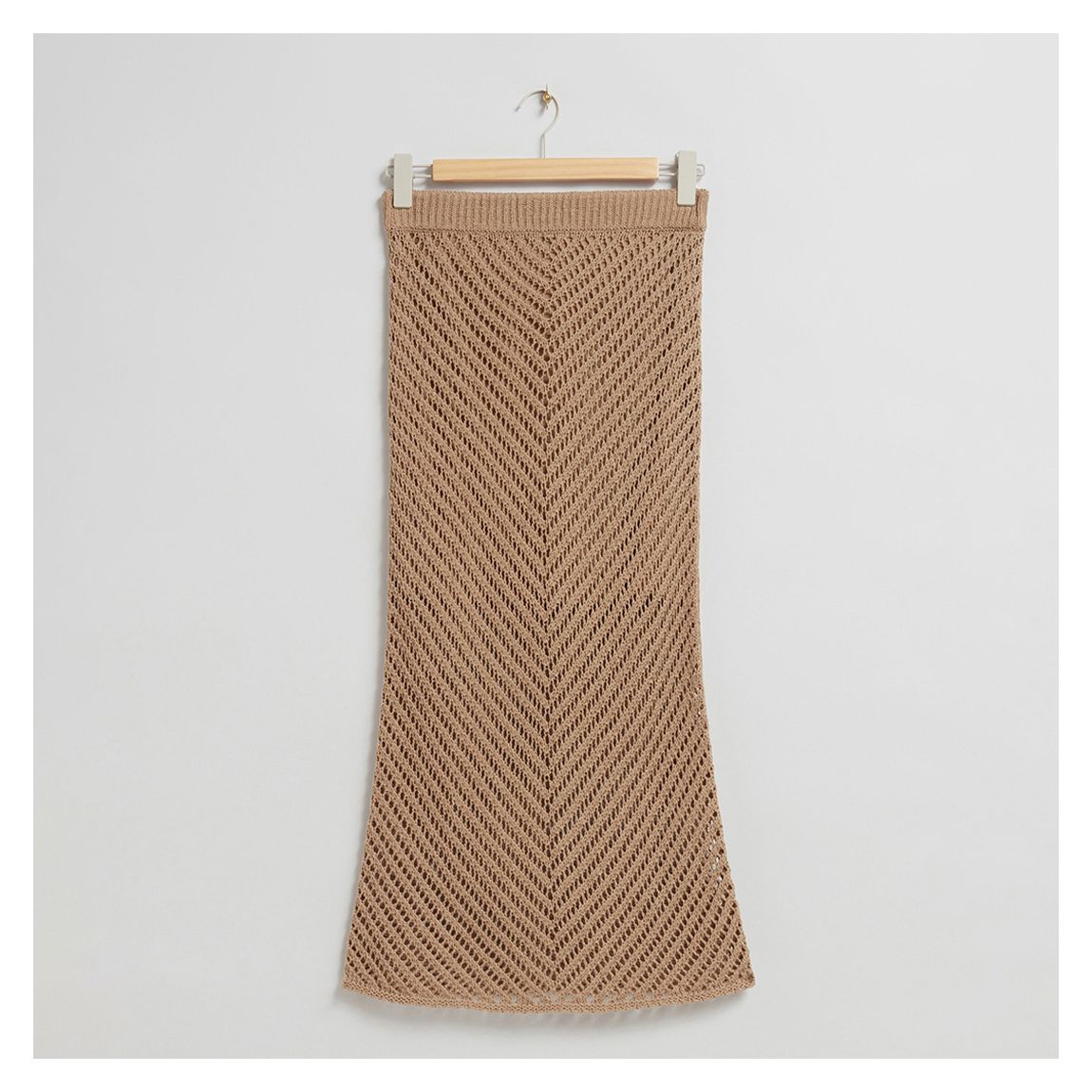 Jupe Longue En Tissu Ouvert Tan main product photo