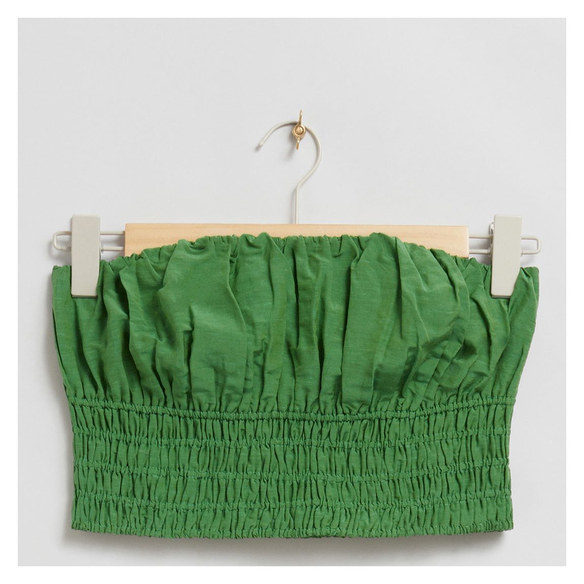 Top Bandeau En Lin Mélangé Émeraude main product photo