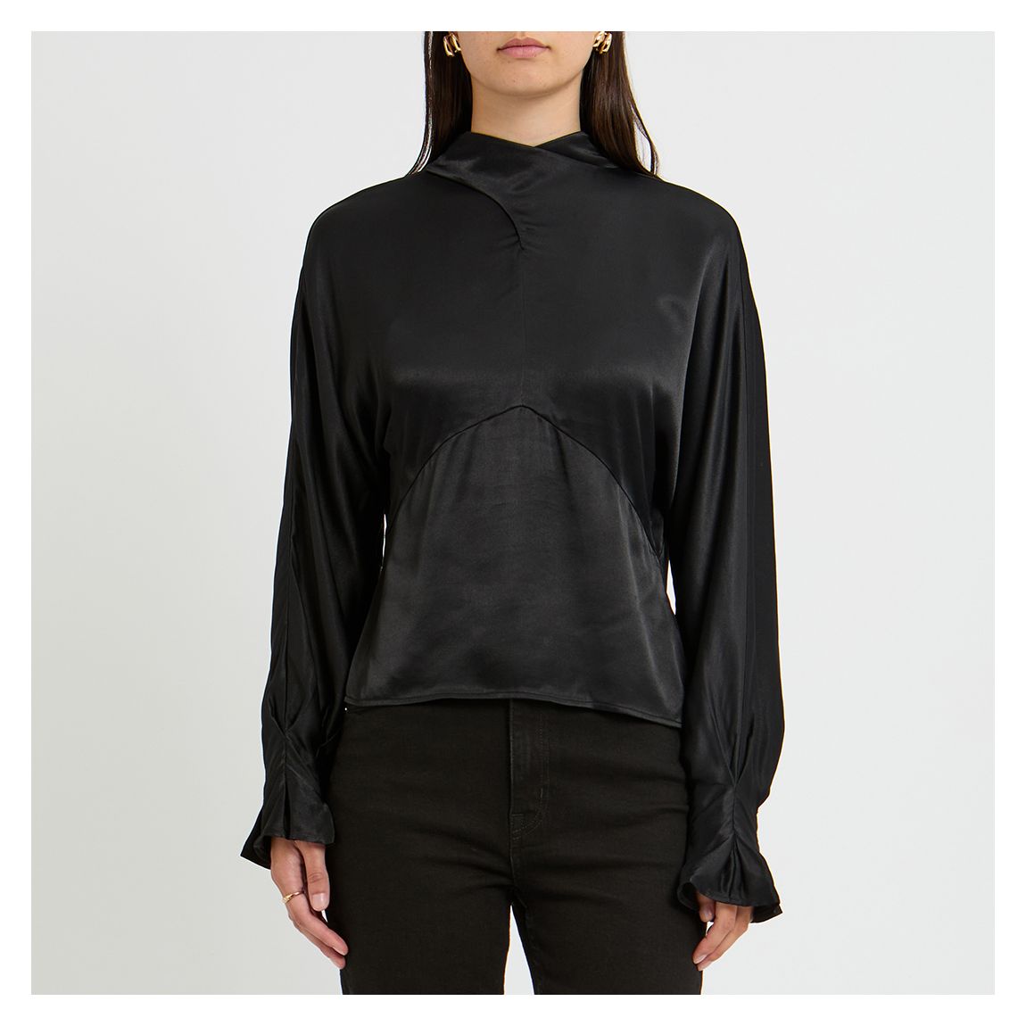 Blouse Elison En Satin Noir main product photo