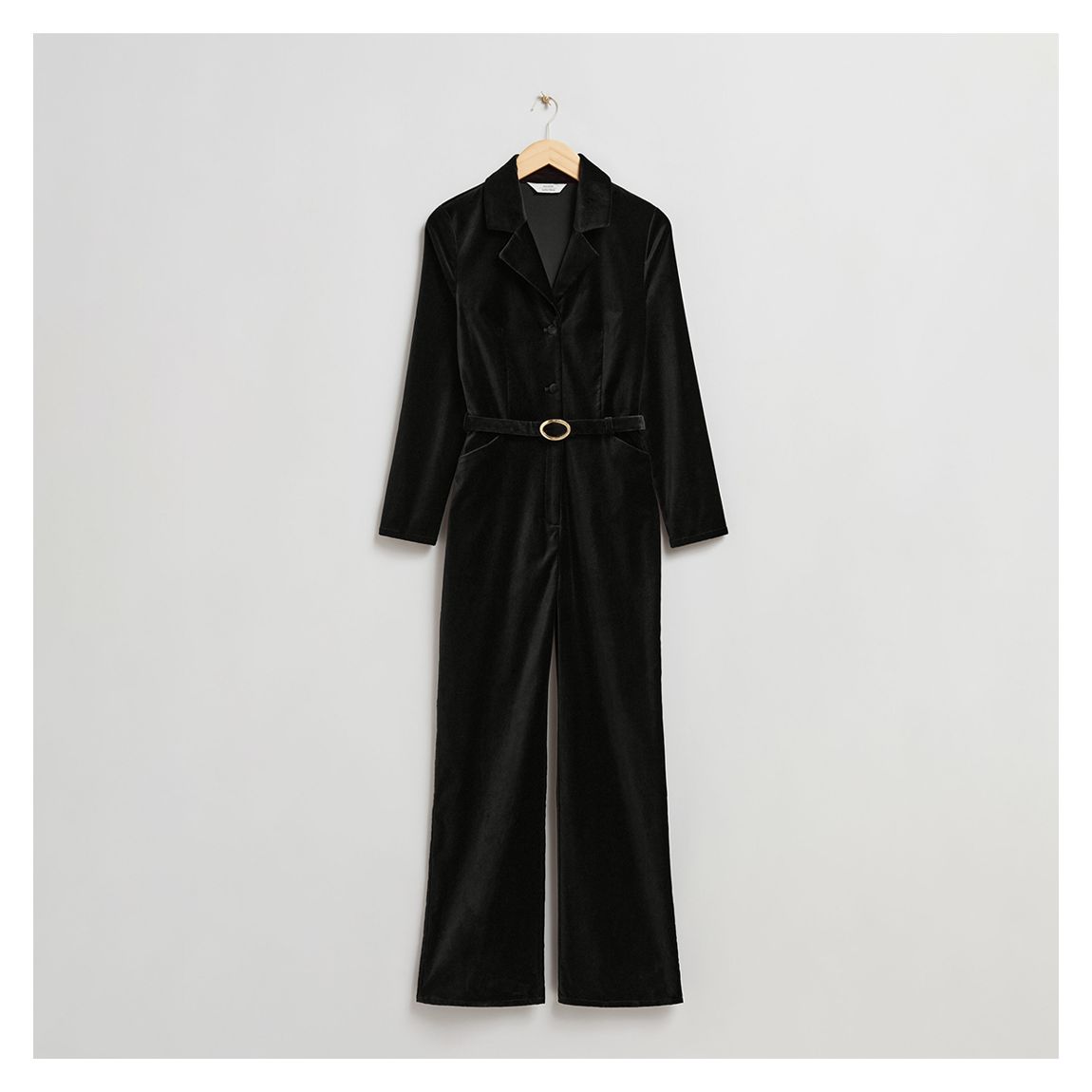 Combinaison Ceinturée À L'Éclat Noir main product photo