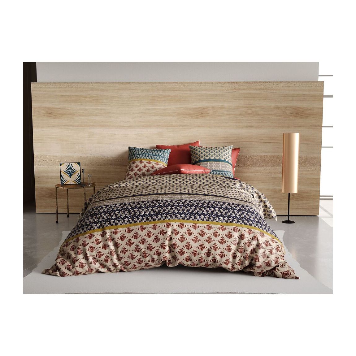 Parure Housse De Couette Manille 100% Coton Imprimée main product photo