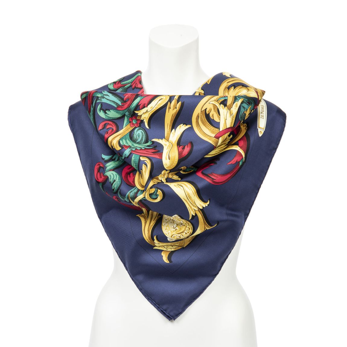 Hermès Scarf en Bleu marine/Or/Rouge/Vert main product photo