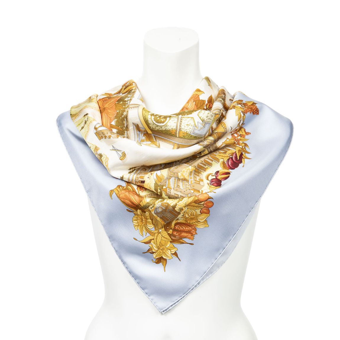 Hermès Scarf en Bleu clair/Ivoire/Vert main product photo