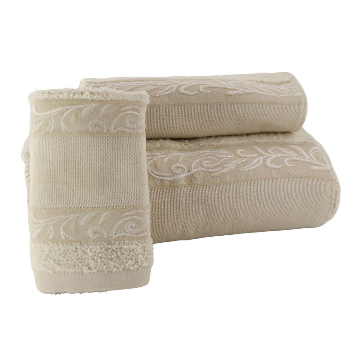Lot de 3 serviettes coton éponge avec bande en toile aida PANAMA main product photo