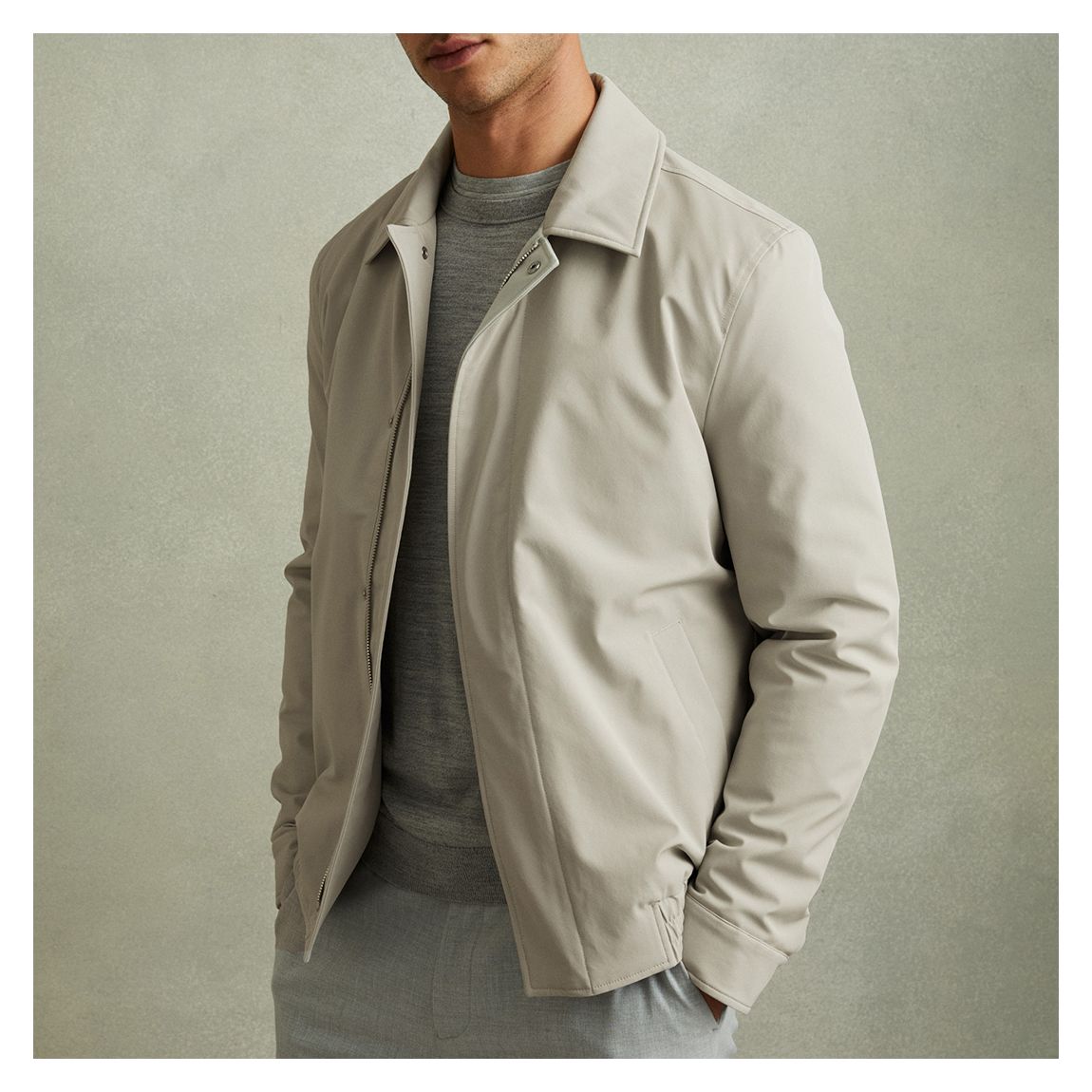 Veste Harrington À Ourlet Élastiqué En Pierre main product photo