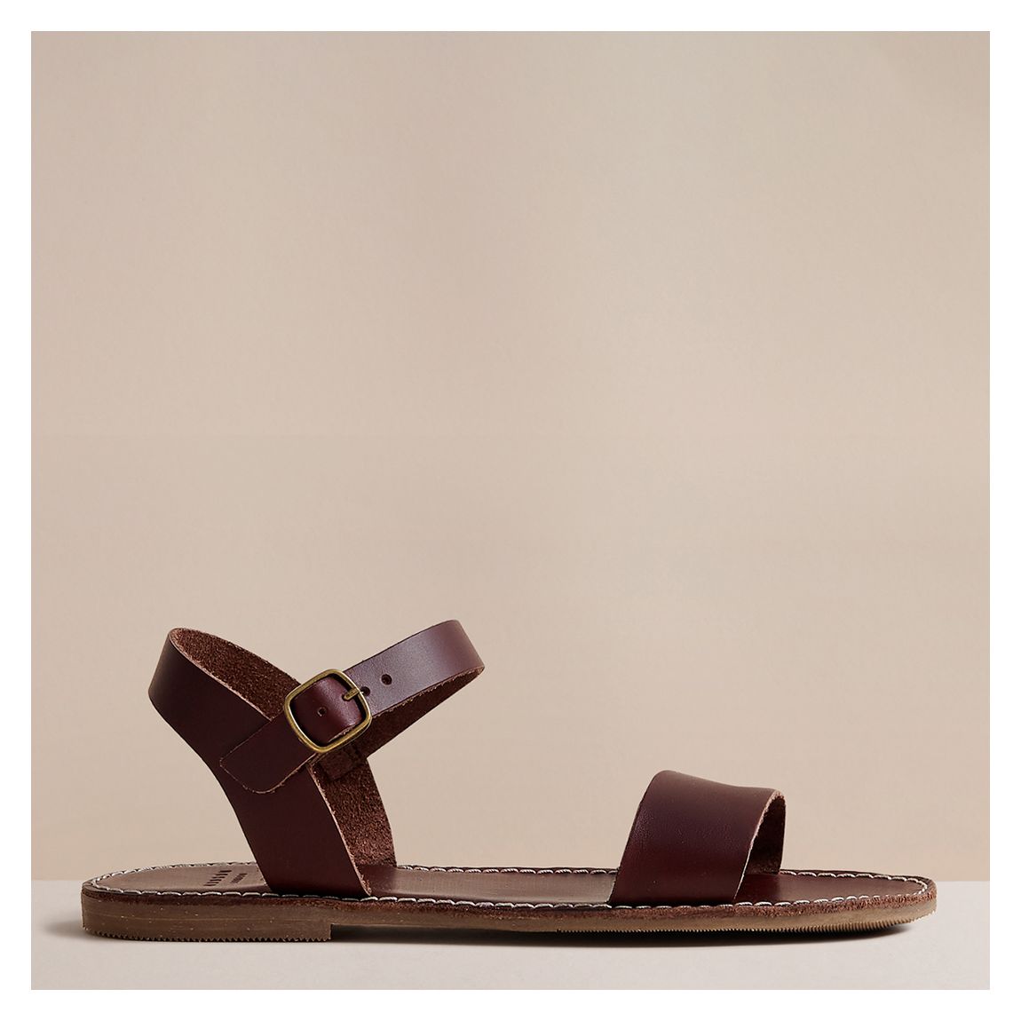 Sandale Plate En Cuir Marron Rosemary Pour Femme main product photo