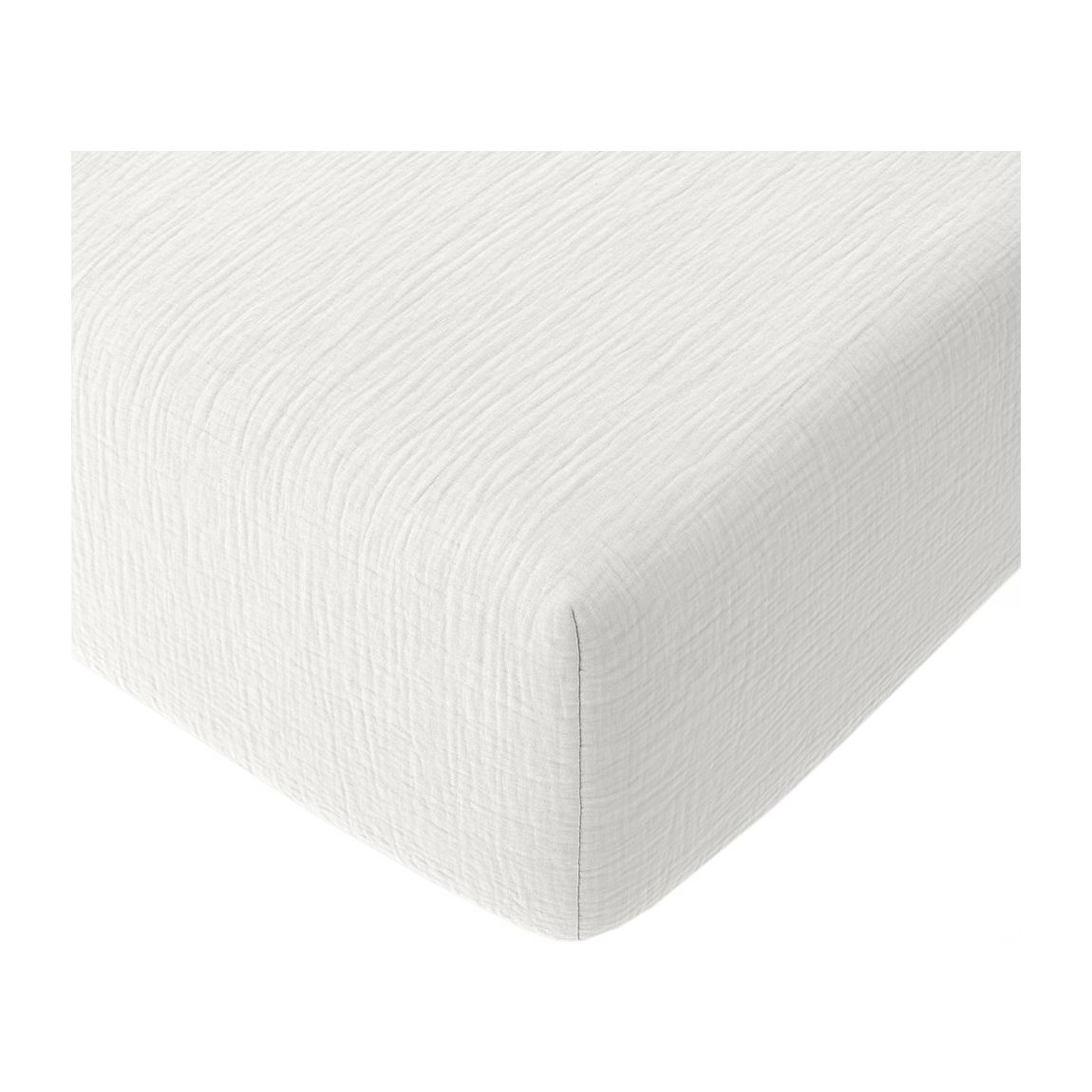 Drap Housse 100% Gaze De Coton Blanc Pur main product photo