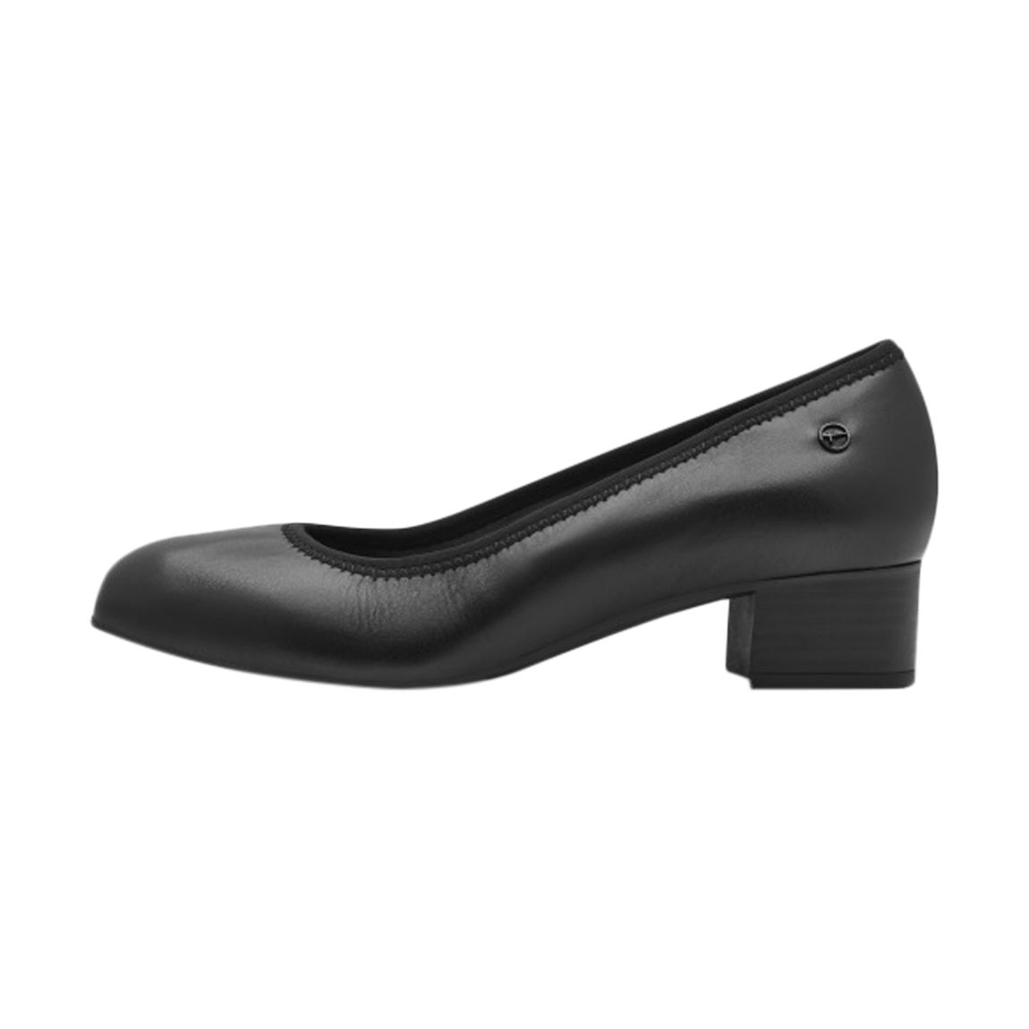 Ballerine à Talon Cuir Noir main product photo
