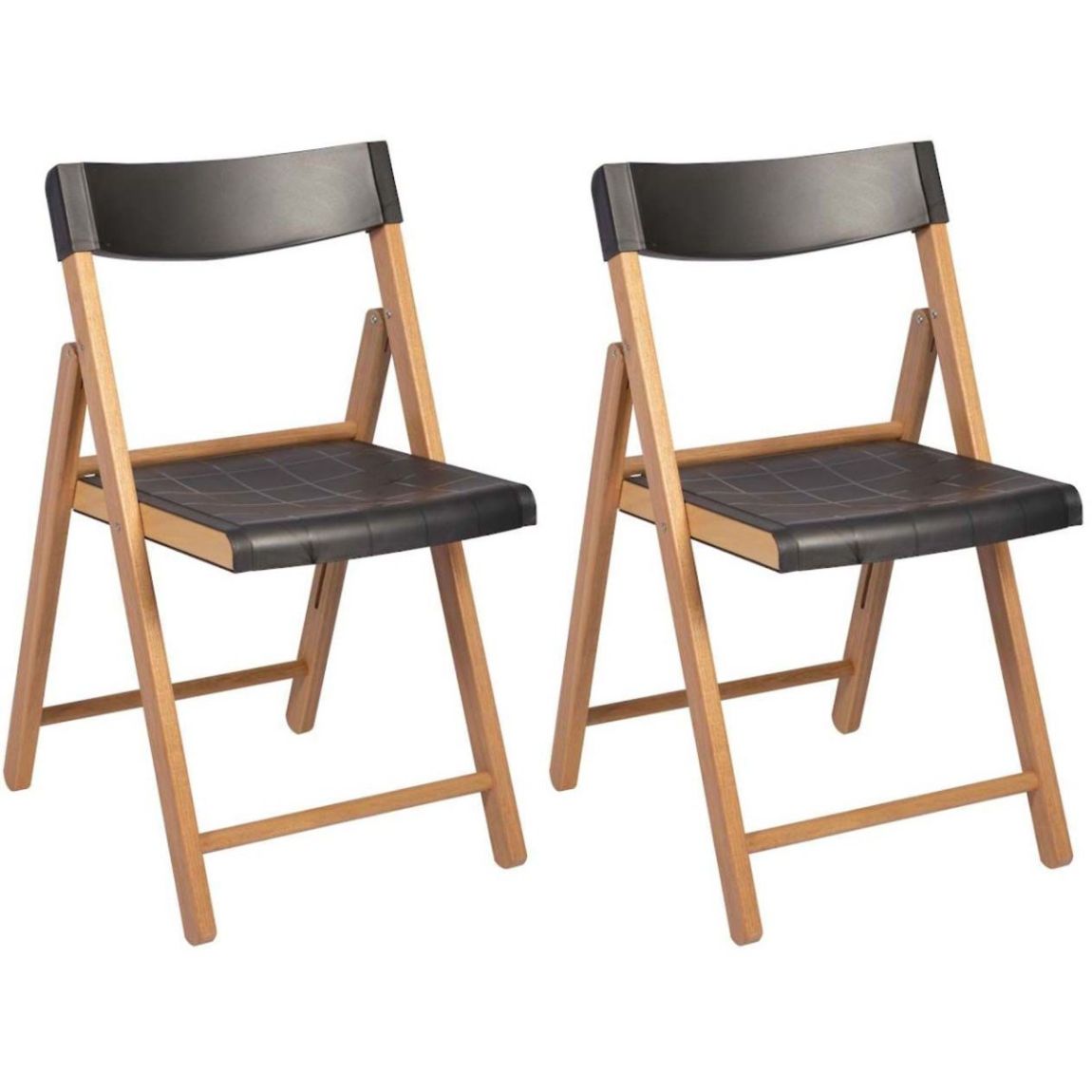 Chaise de jardin pliante en teck FSC et plastique (Lot de 2) main product photo