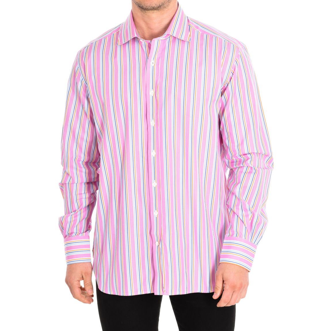 NEFLIER6 chemise à manches longues pour hommes avec col à revers et fermeture boutonnée main product photo