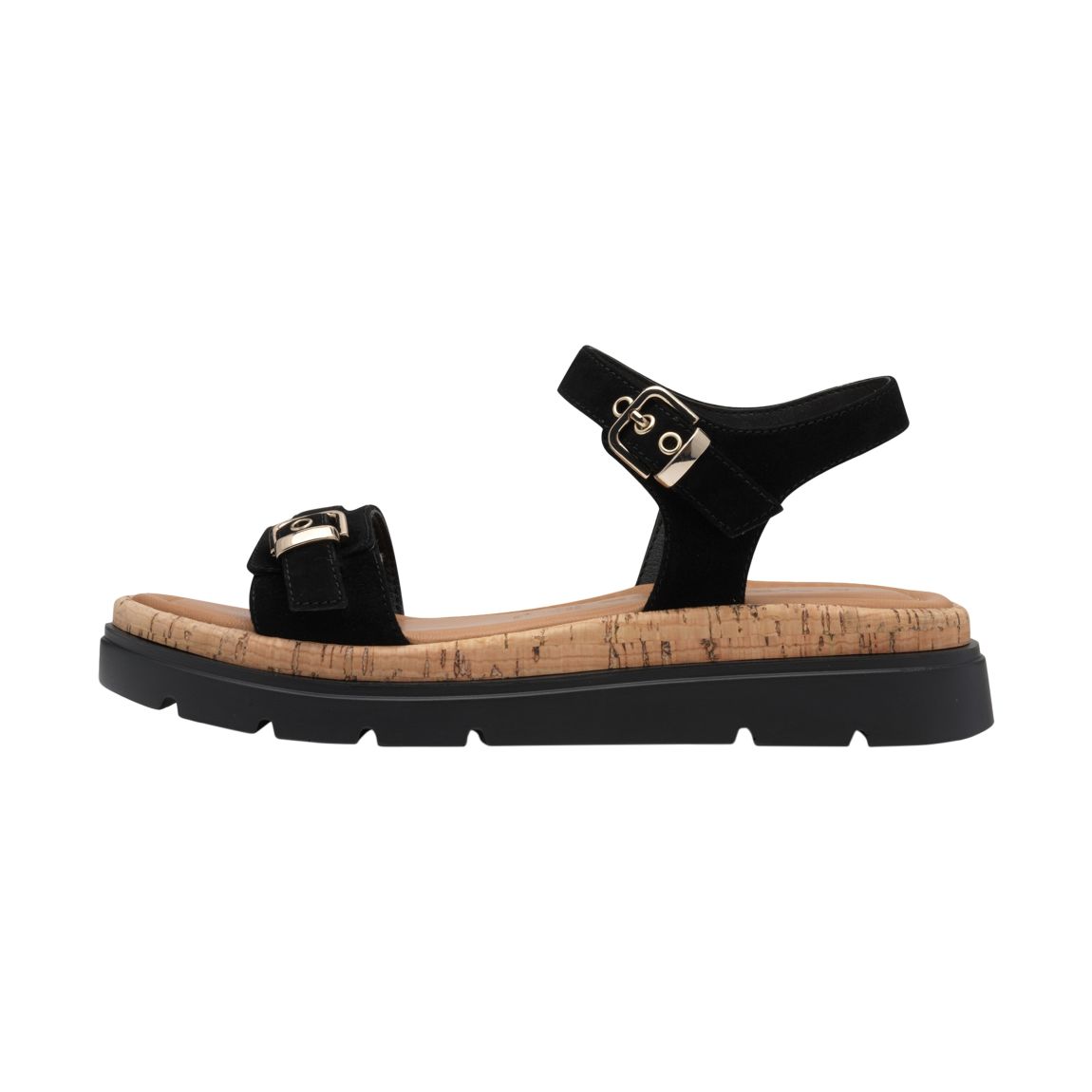 Sandales Compensé Cuir Noir main product photo