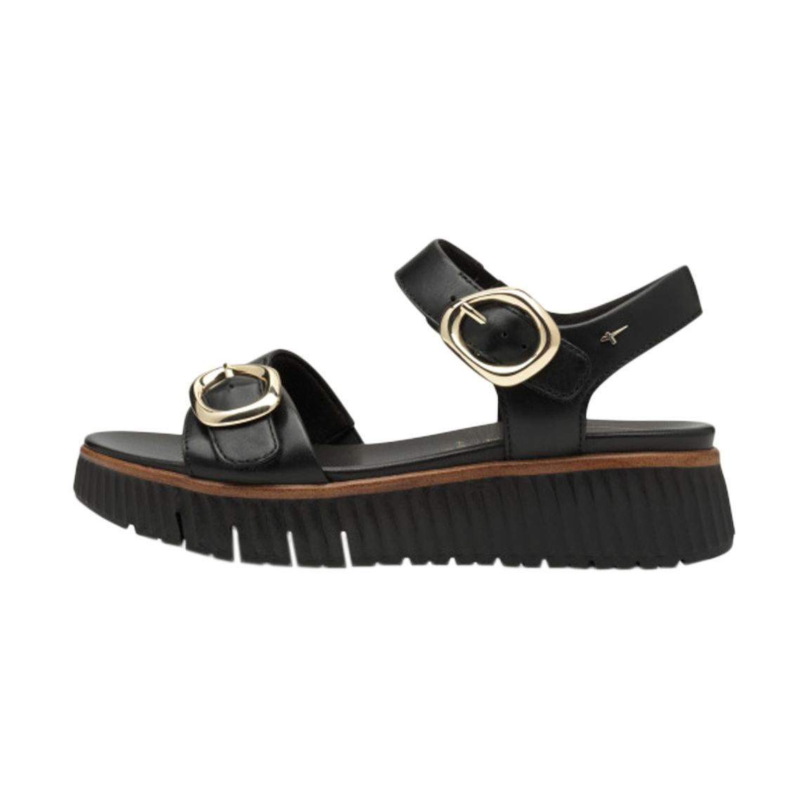 Sandales Compensé Cuir Comfort Noir main product photo