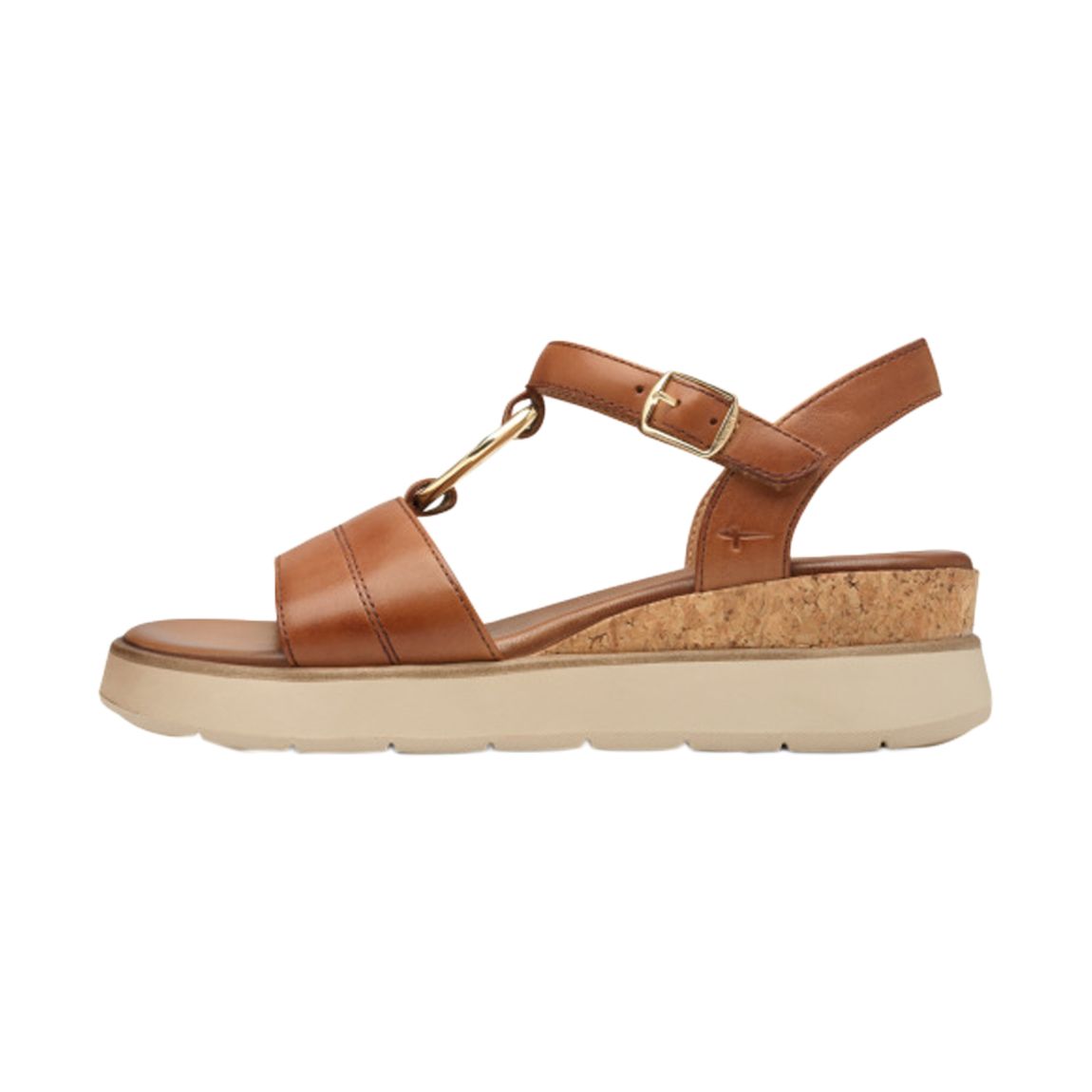 Sandales Compensé Cuir Cognac main product photo