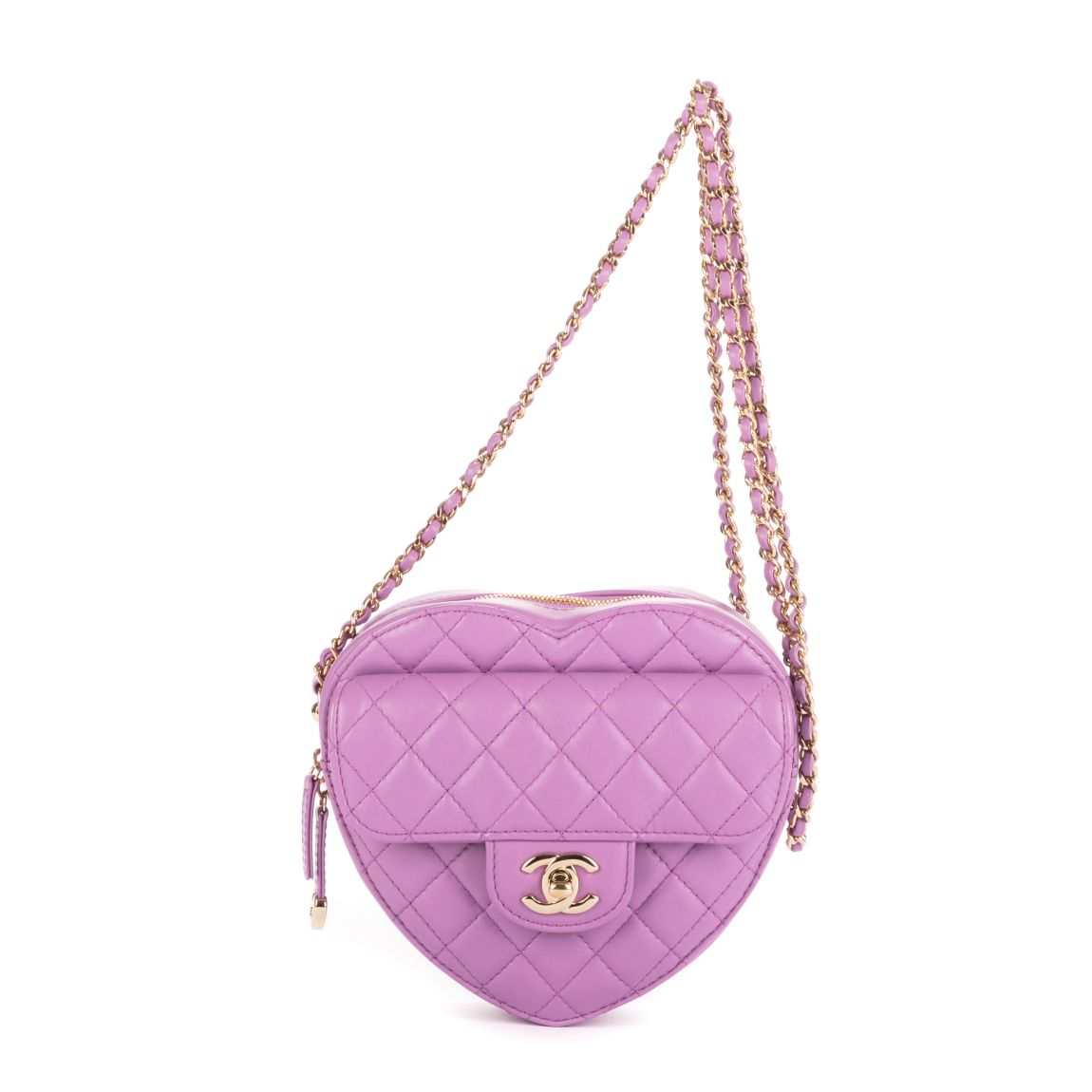 Chanel Heart Chain Crossbody Large en Violet main product photo